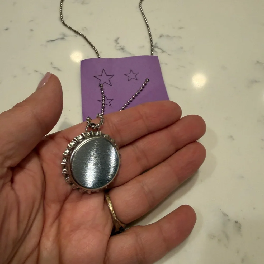 Purple Star Bottle Cap Pendant Necklace with Werewolf Character Art